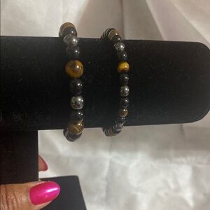 Triple layered tiger eye hematite black obsidian men and ladies bracelets